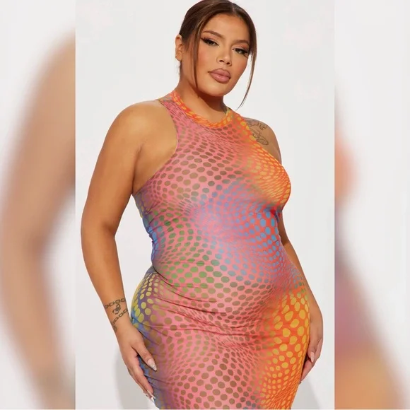 Fashion Nova Multi Color 🌈 Maxi Dress BNWT size 1X - Picture 2 of 6